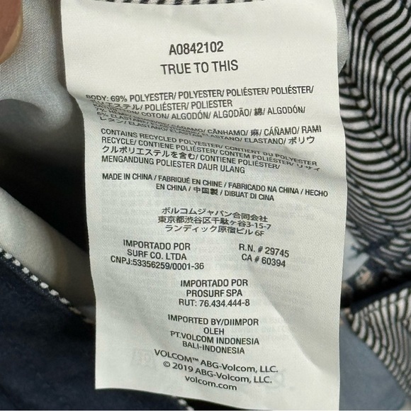 Volcom Blue and Pink Board Shorts with Geometric Design - Picture 4 of 5